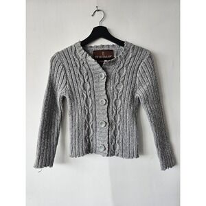 Hollister Sweater Womens Medium Gray Cable Knit Button Front Cardigan Wool Blend